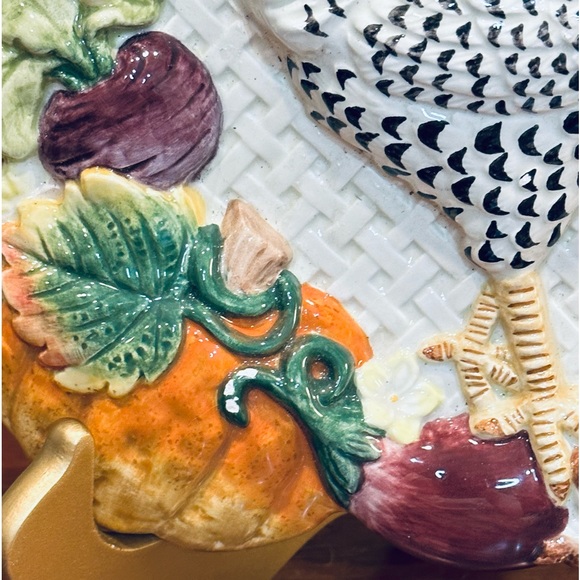 🌟HP🌟VTG 1990s Fitz & Floyd Rooster & Hen 8'' Hanging Farmhouse Wall Plates (2) - Picture 9 of 14